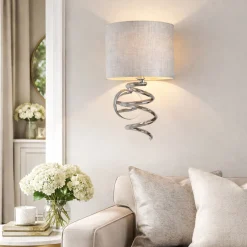 Kasi 1 Light Polished Chrome Wall Light with Grey Shade