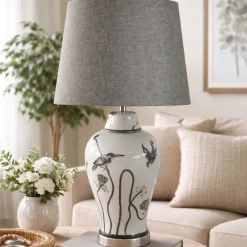 Kayla White and Grey Ceramic Table Lamp