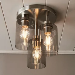 Kingsholm 3 Light Satin Nickel Semi Flush Ceiling Light