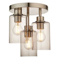 Kingsholm 3 Light Satin Nickel Semi Flush Ceiling Light