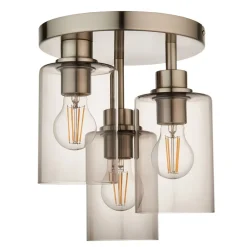 Kingsholm 3 Light Satin Nickel Semi Flush Ceiling Light