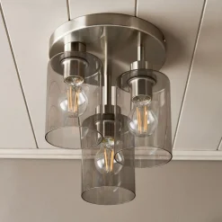 Kingsholm 3 Light Satin Nickel Semi Flush Ceiling Light