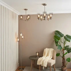 Kingsholm 5 Light Satin Nickel Semi Flush Ceiling Light