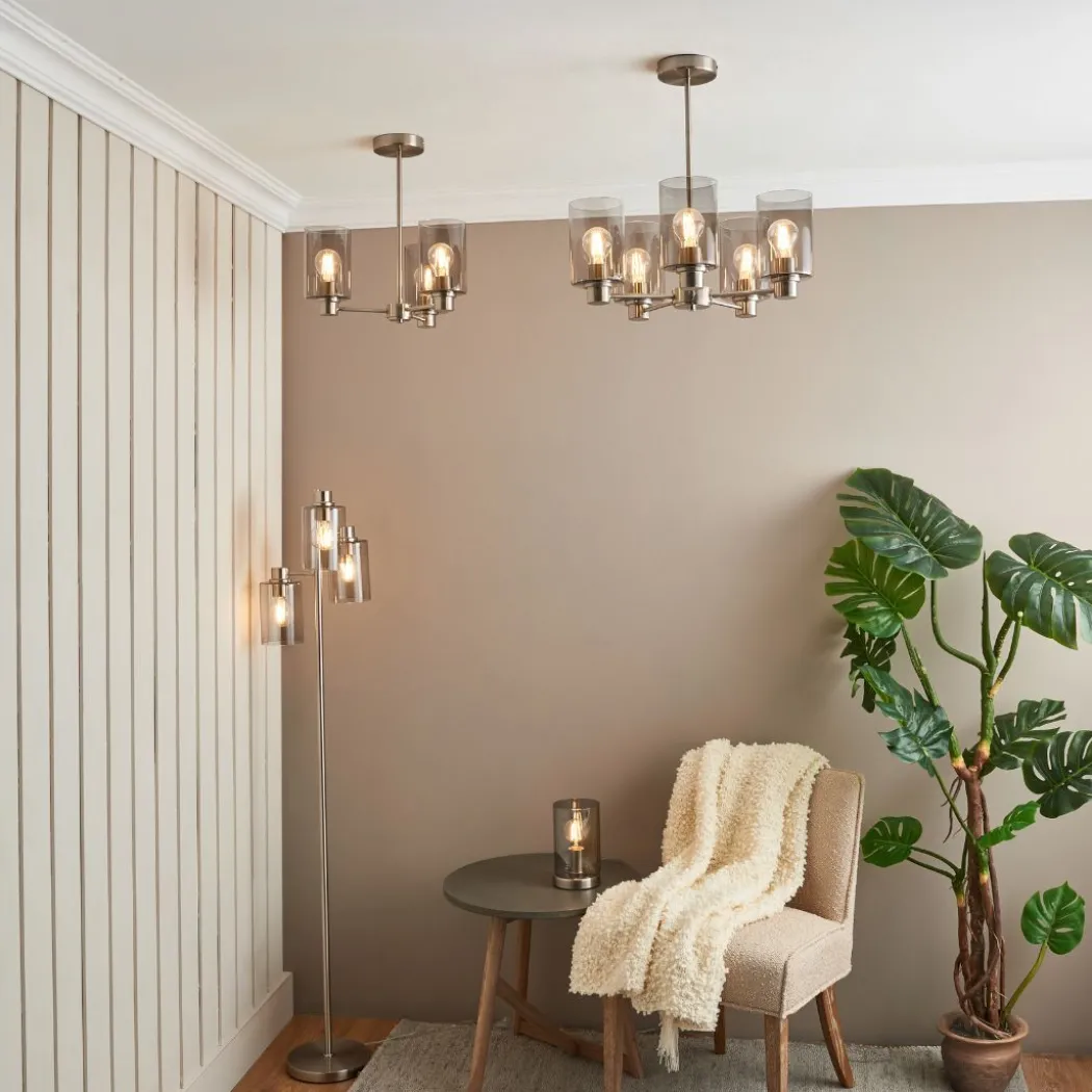 Kingsholm 5 Light Satin Nickel Semi Flush Ceiling Light