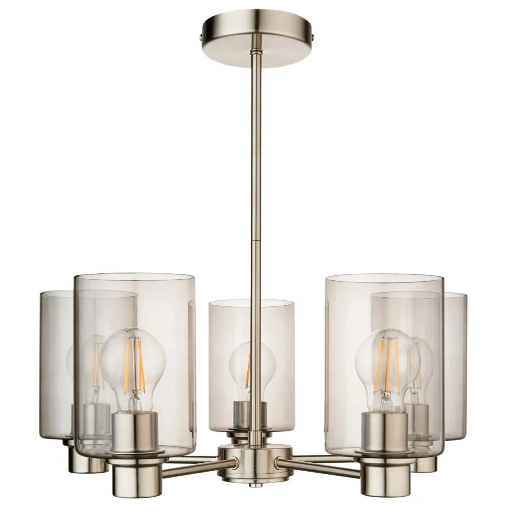 Kingsholm 5 Light Satin Nickel Semi Flush Ceiling Light