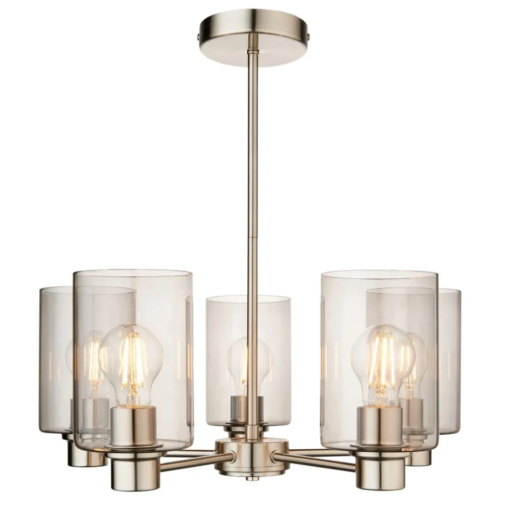 Kingsholm 5 Light Satin Nickel Semi Flush Ceiling Light