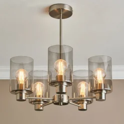 Kingsholm 5 Light Satin Nickel Semi Flush Ceiling Light