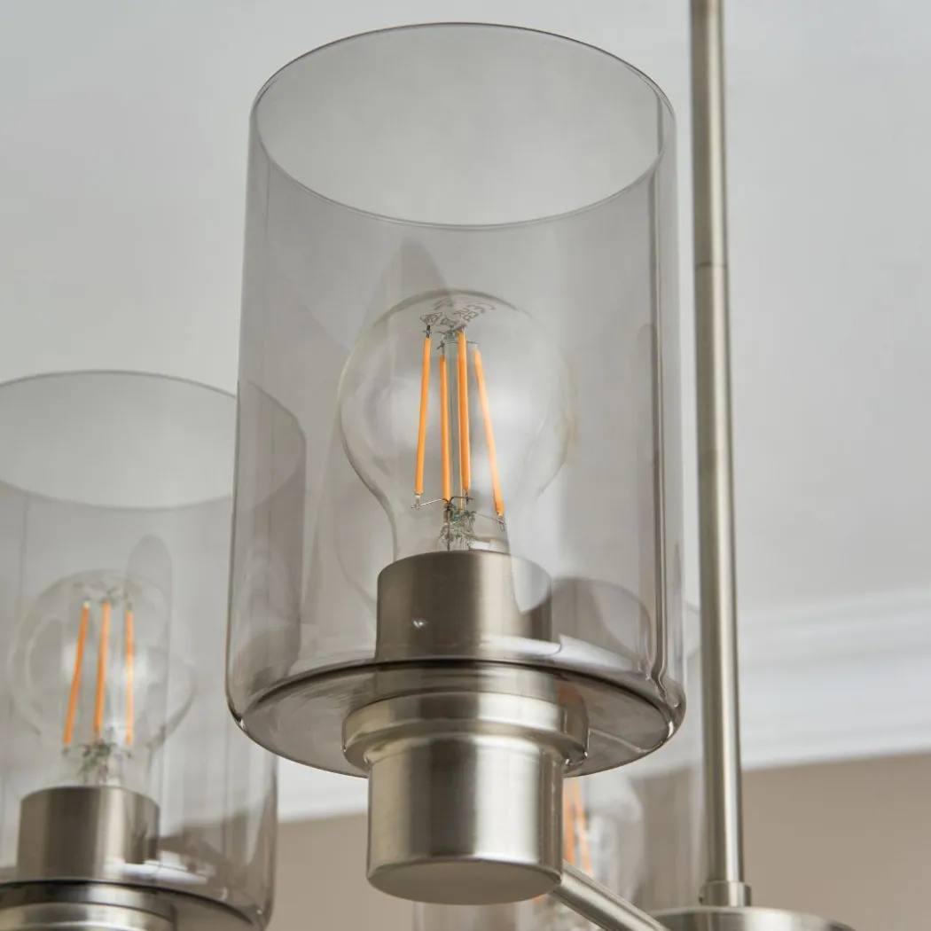 Kingsholm 5 Light Satin Nickel Semi Flush Ceiling Light