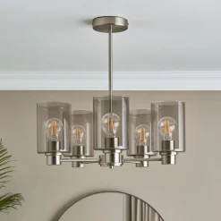 Kingsholm 5 Light Satin Nickel Semi Flush Ceiling Light