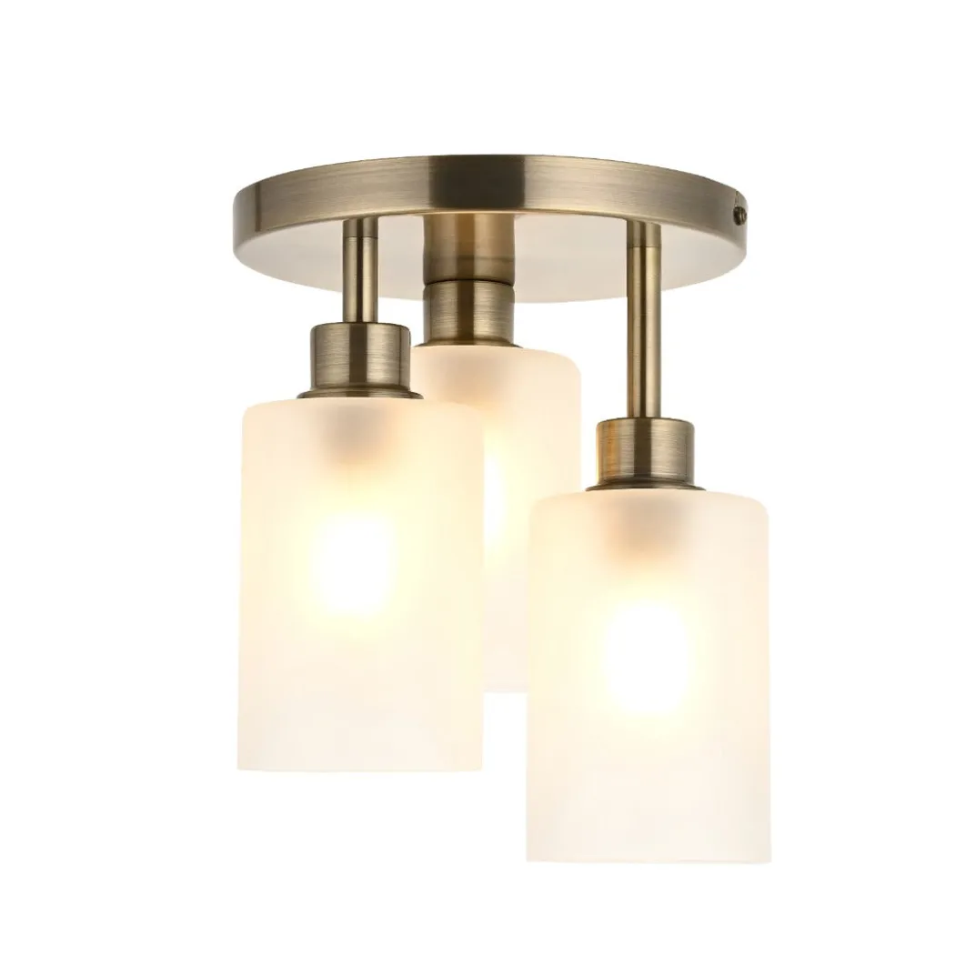 Kingsholm 3-Light Antique Brass Semi-Flush Plate