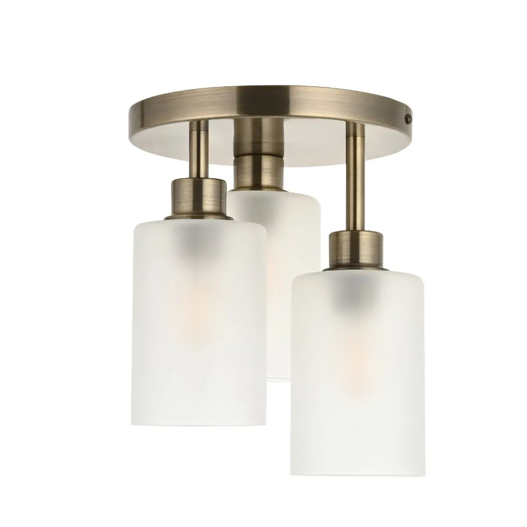 Kingsholm 3-Light Antique Brass Semi-Flush Plate