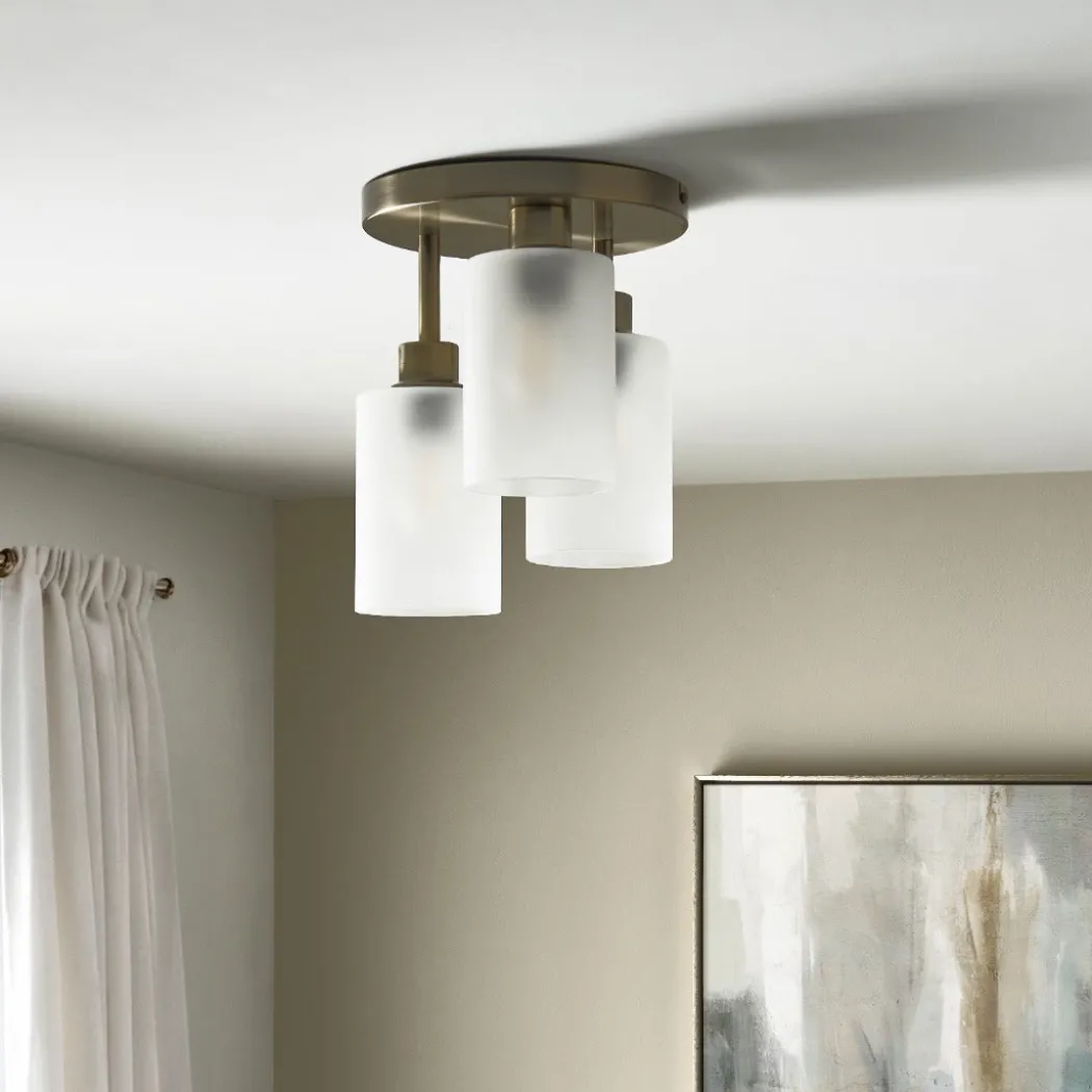 Kingsholm 3-Light Antique Brass Semi-Flush Plate