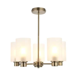Kingsholm 5-Light Antique Brass Semi-Flush Ceiling Light