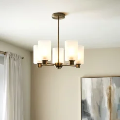 Kingsholm 5-Light Antique Brass Semi-Flush Ceiling Light