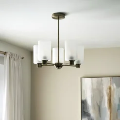Kingsholm 5-Light Antique Brass Semi-Flush Ceiling Light