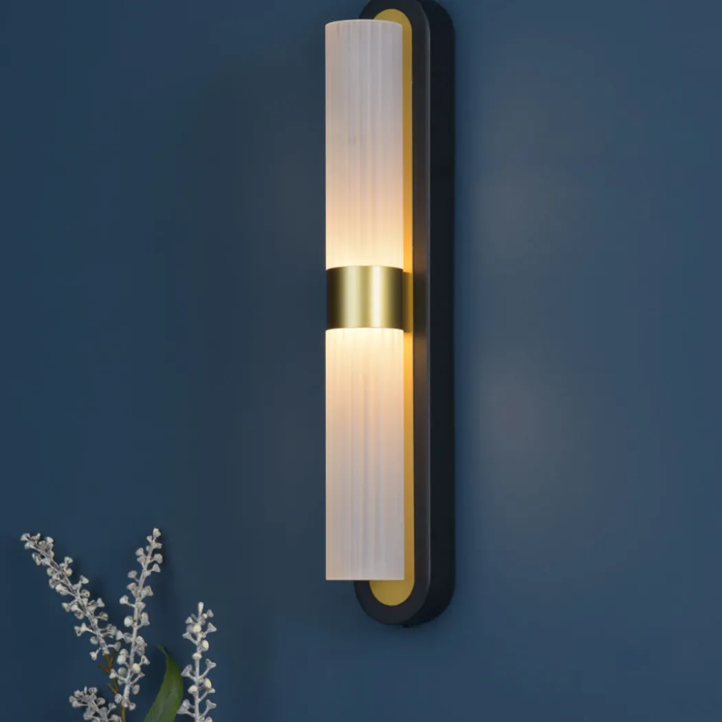 Kira 2-Light Black and Brass Wall Light