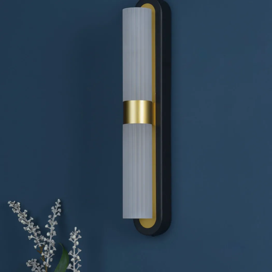 Kira 2-Light Black and Brass Wall Light