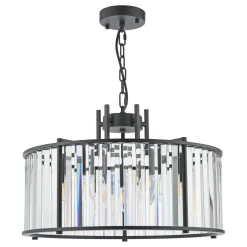 Kiran 5 Light Black & Crystal Pendant Ceiling Light