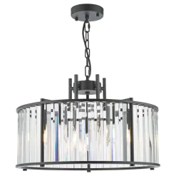 Kiran 5 Light Black & Crystal Pendant Ceiling Light