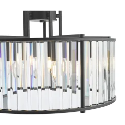 Kiran 5 Light Black & Crystal Pendant Ceiling Light