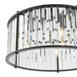 Kiran 5 Light Black & Crystal Pendant Ceiling Light