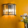 Kiran 2 Light Black & Crystal Wall Light
