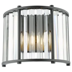 Kiran 2 Light Black & Crystal Wall Light
