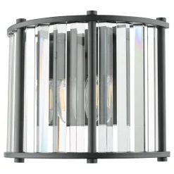Kiran 2 Light Black & Crystal Wall Light