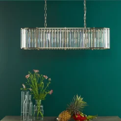Kiran 7 Light Brass & Crystal Ceiling Pendant Bar