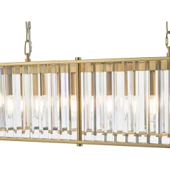Kiran 7 Light Brass & Crystal Ceiling Pendant Bar