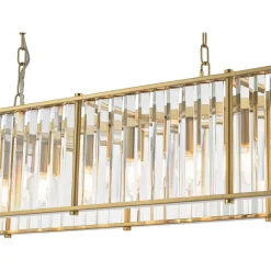 Kiran 7 Light Brass & Crystal Ceiling Pendant Bar