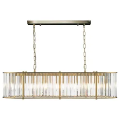 Kiran 7 Light Brass & Crystal Ceiling Pendant Bar