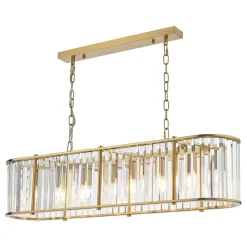 Kiran 7 Light Brass & Crystal Ceiling Pendant Bar