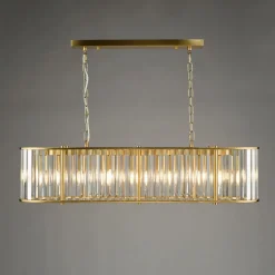 Kiran 7 Light Brass & Crystal Ceiling Pendant Bar