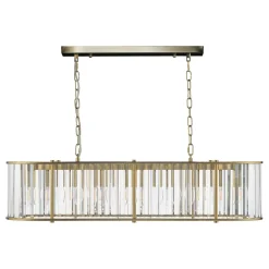 Kiran 7 Light Brass & Crystal Ceiling Pendant Bar