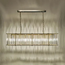 Kiran 7 Light Brass & Crystal Ceiling Pendant Bar
