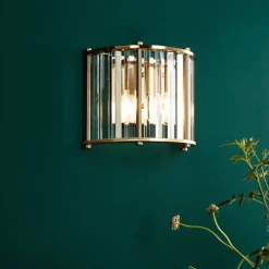 Kiran 2 Light Brass & Crystal Wall Light
