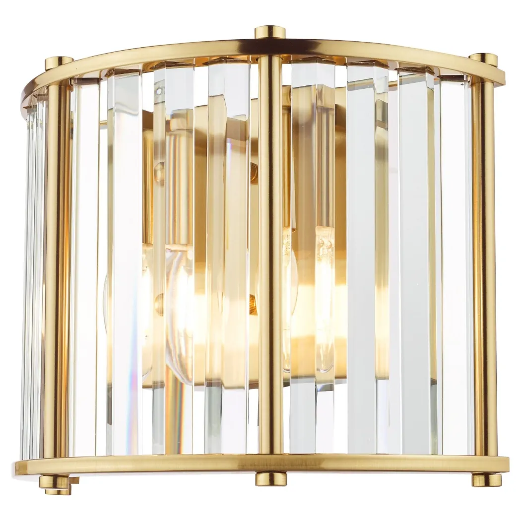 Kiran 2 Light Brass & Crystal Wall Light