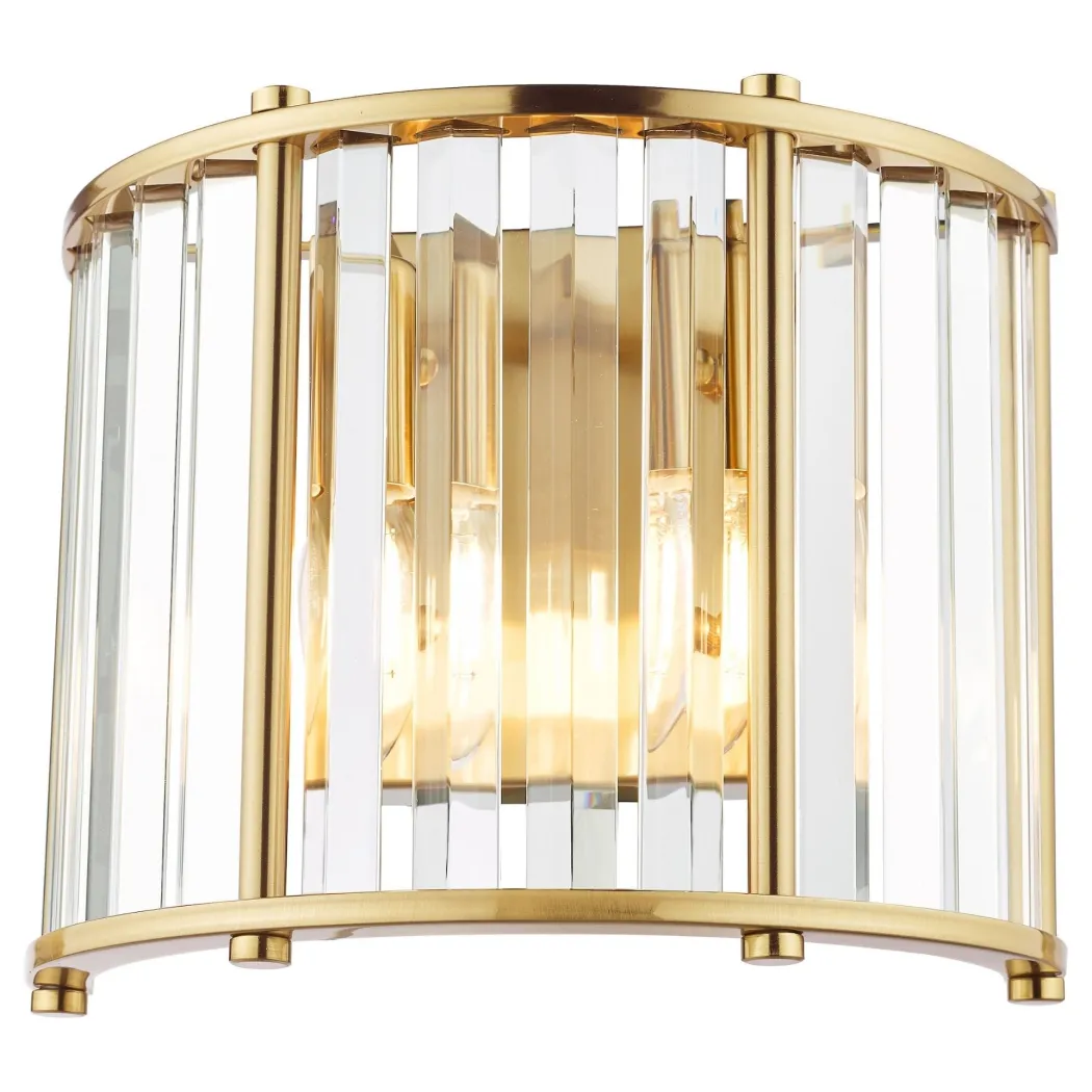 Kiran 2 Light Brass & Crystal Wall Light