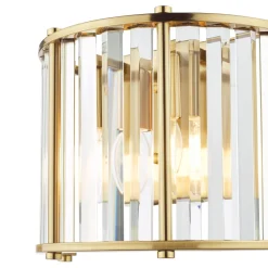 Kiran 2 Light Brass & Crystal Wall Light