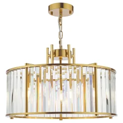 Kiran 5 Light Brass & Crystal Pendant Ceiling Light