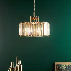 Kiran 5 Light Brass & Crystal Pendant Ceiling Light