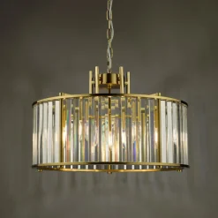Kiran 5 Light Brass & Crystal Pendant Ceiling Light