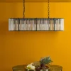 Kiran 7 Light Satin Black and Crystal Ceiling Pendant Bar