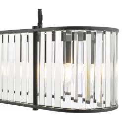 Kiran 7 Light Satin Black and Crystal Ceiling Pendant Bar