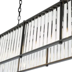 Kiran 7 Light Satin Black and Crystal Ceiling Pendant Bar