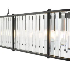 Kiran 7 Light Satin Black and Crystal Ceiling Pendant Bar