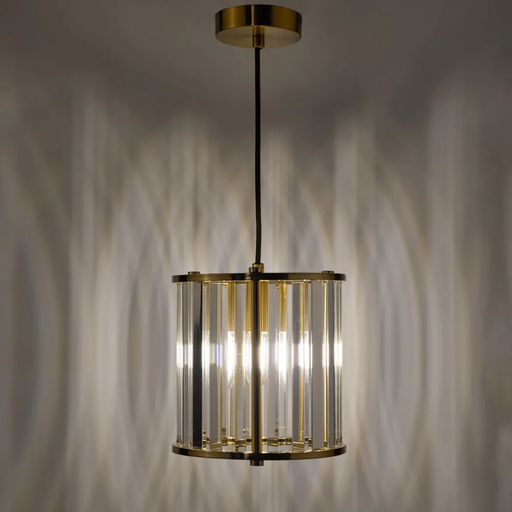 Kiran Brass & Crystal Pendant Ceiling Light
