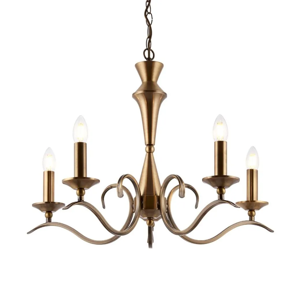 Kora 5 Light Antique Brass Chandelier Ceiling Light