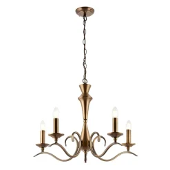 Kora 5 Light Antique Brass Chandelier Ceiling Light